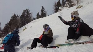 Шерегеш. Сноуборд. Фрирайд с ратраков.