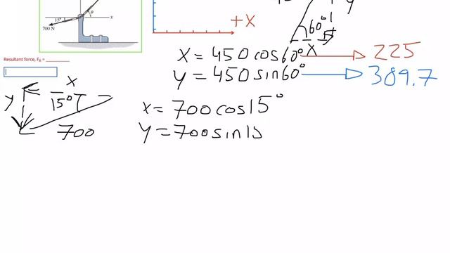 If θ (theta) = 60° (degrees), and F = 450 N, determine the magnitude of the resultant force смотреть онлайн