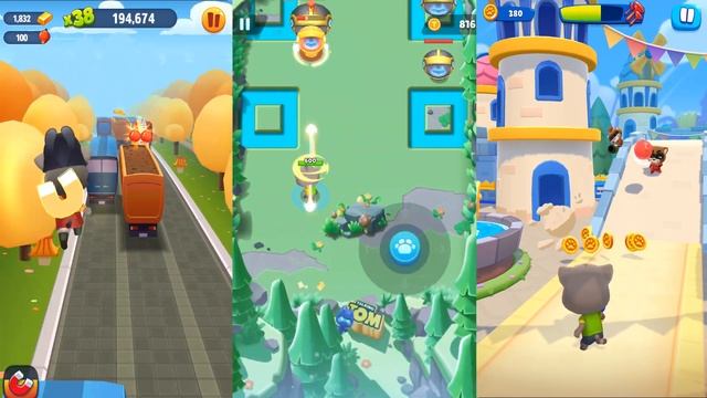 Talking Tom Gold Run vs Talking Tom Little Warrior vs Talking Tom Blast Park.Том против Енотов смотреть онлайн