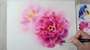 How to paint peonies in watercolor wet on wet