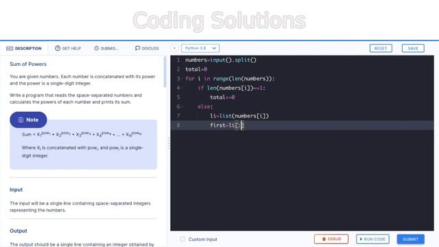 Sum of Powers | CCBP IDP Set 1 Question Solution | Python IDP Prep Series Level 1 | Coding Solution