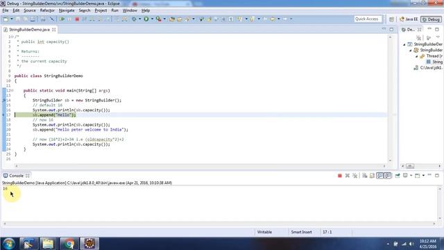 Java StringBuilder [capacity() method] | Java Tutorial смотреть онлайн