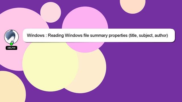 Windows : Reading Windows file summary properties (title, subject, author) in Java смотреть онлайн