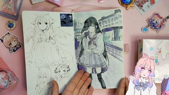 ꒰ა Обзор скетчбука ໒꒱ (июль 2023 - октябрь 2023) смотреть онлайн