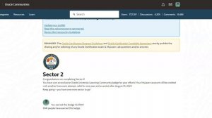 Received My Oracle Race To Certification Sector 2 Badge