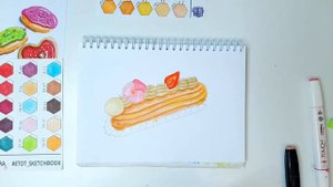 Урок по рисованию маркерами. Рисуем эклер  Часть II