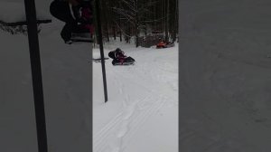 Savannah riding her snowmobile for the first time