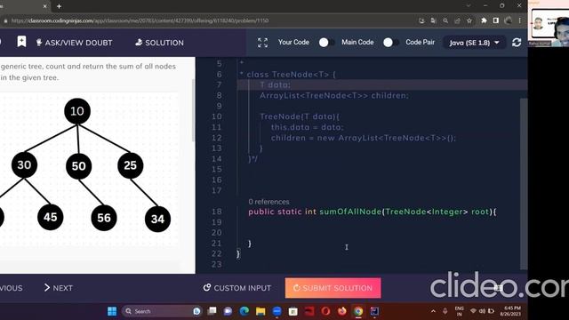 Sum of all nodes || Trees || generic Tree || coding ninjas || java
