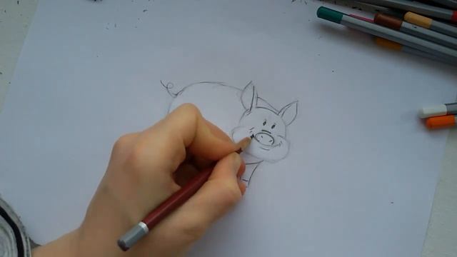 КАК НАРИСОВАТЬ ПОРОСЕНКА | Я ЛЮБЛЮ РИСОВАТЬ смотреть онлайн