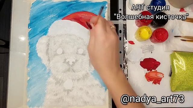 Рисуем новогоднего щенка ? #рисуемпросто #мк #art #простыерисунки #творчество #школа_рисования #зим