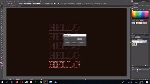 Иллюстратор. Создаем неоновый текст. смотреть онлайн