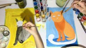 Рисование красками для детей от 6 до 9 лет • Кот