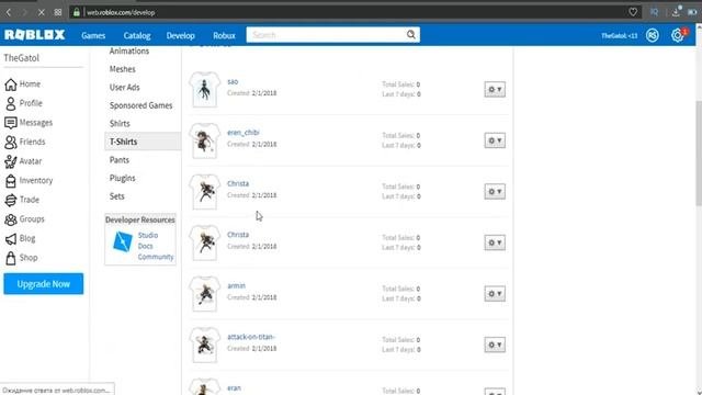 Аниме футболки в Roblox