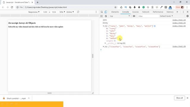 JavaScript Array & Objects - Tutorial Video For JavaScript Array & JavaScript Objects
