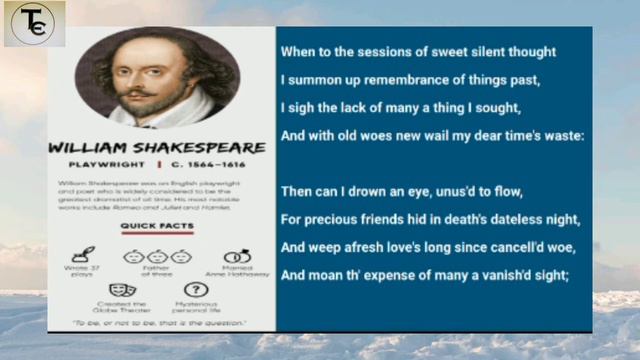 Sonnet 30 : When to the sessions of sweet silent thought BY William Shakespeare смотреть онлайн
