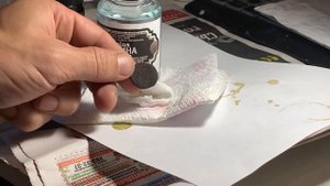 Первый опыт нанесения химической патины на медную монету.