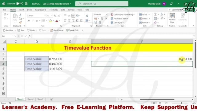TIMEVALUE Function in Excel - Office 365 | How to use TIMEVALUE function in Excel