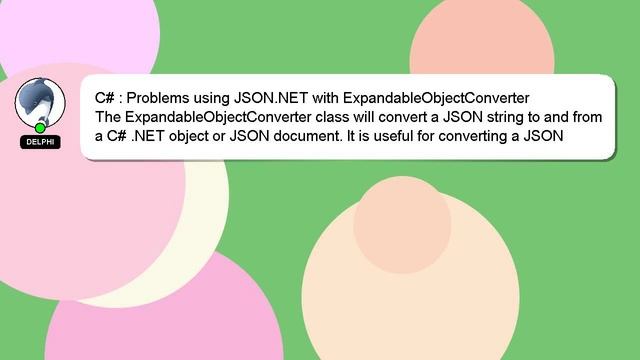C# : Problems using JSON.NET with ExpandableObjectConverter смотреть онлайн