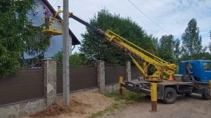 Выровнить столб ЛЭП и замена фонаря освещения на новый