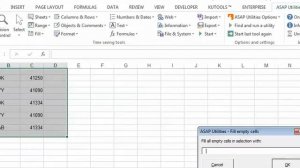 01 Boş Alanlara Yazı Yaz - ASAP Utilities - Fill empty cells in selection