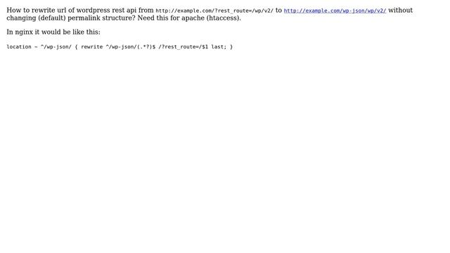 Rewrite /?rest_route=/ link to /wp-json/ without changing default permalink structure in apache смотреть онлайн