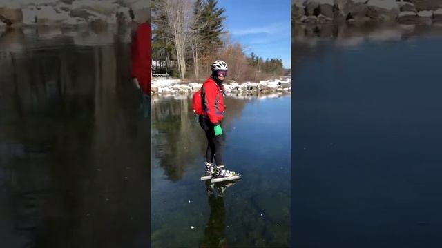 Maine ice Skating on Sebago Lake :