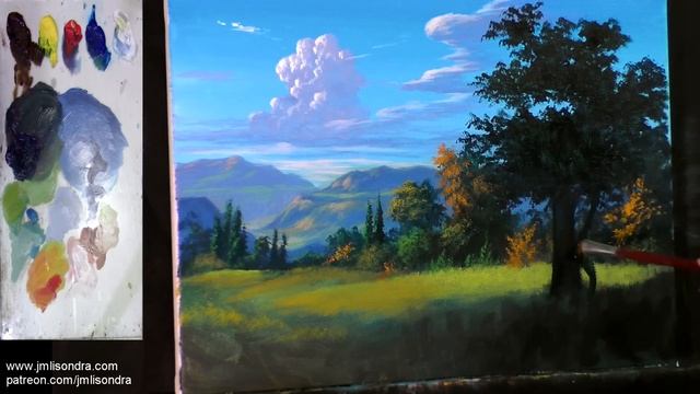 Acrylic Landscape Painting TUTORIAL / Big Old Tree / JMLisondra смотреть онлайн