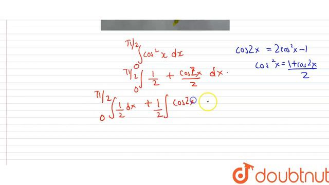 Evaluate `int_0^(pi/2) cos^2x dx` смотреть онлайн