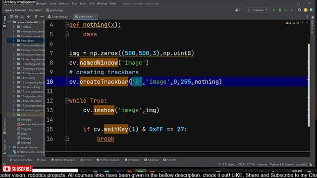How To Create TrackBar In OpenCv Computer Vision | OpenCV Tutorials| Urdu Hindi