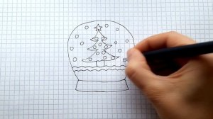 Рисуем простые рисунки #58. Как нарисовать Новогодний Снежный Шар - рисунки на новогоднюю тему