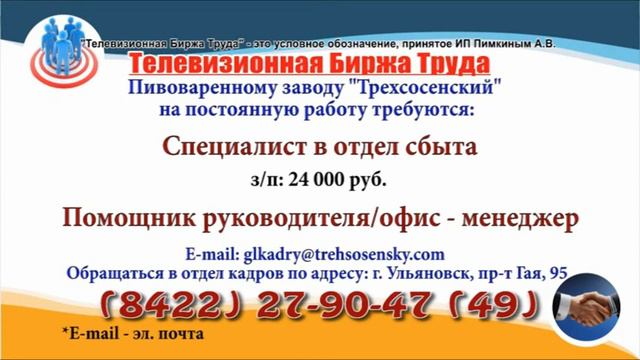 04 09 20 РАБОТА В УЛЬЯНОВСКЕ Телевизионная Биржа Труда 3 смотреть онлайн