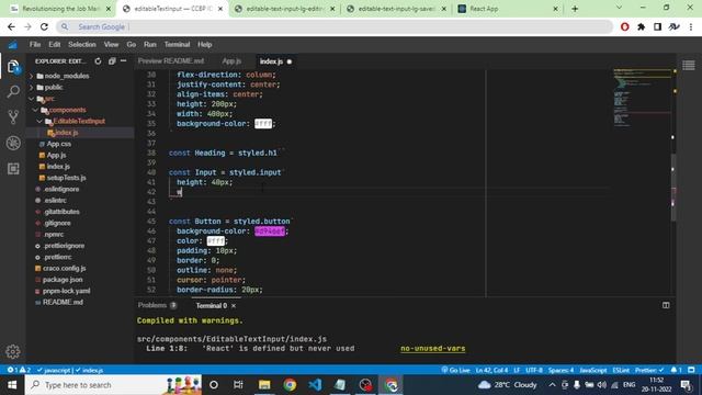 Editable Text Input | CCBP React JS Mock Test 1 Question Answer | Simple React Project for Beginner