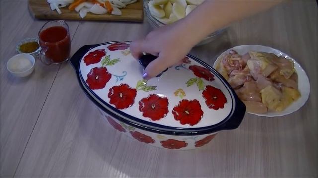 Курица с овощами в духовке смотреть онлайн