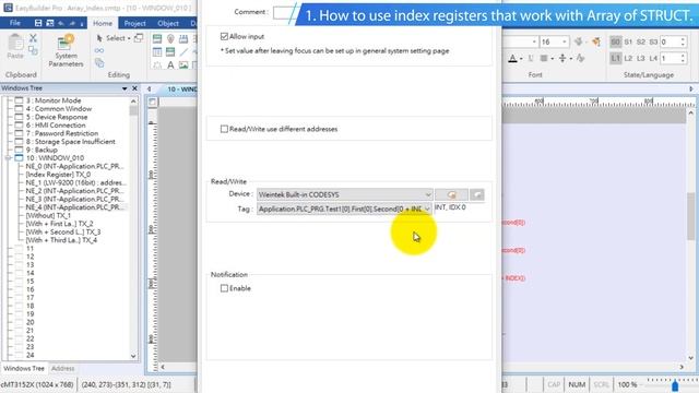 Weintek EasyBuilder Pro tutorial - 58. The Usage of Array Tags and Index Registers