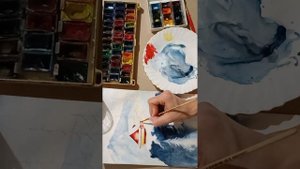 как нарисовать свет в окошках домика акварелью