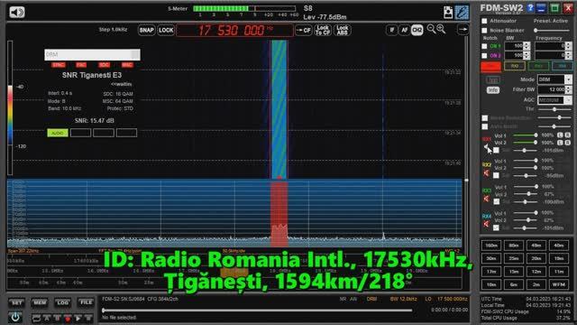 04.03.2023 16:21UTC, [16m, drm], Международное радио Румынии в DRM режиме, 17530кГц, 1594км