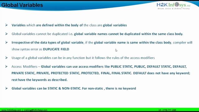 Usage Of Global Variable | Concepts Of Global Variable With Examples Part-1 | Core Java Videos