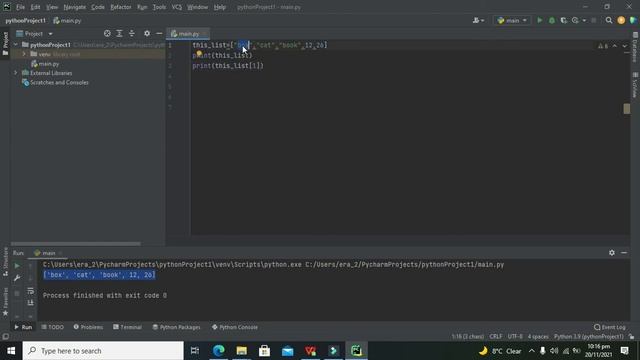 How to use lists in pycharm | how to use lists data type in python in pycharm