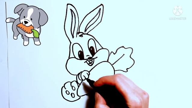 Рисуем зайчика с морковкой смотреть онлайн