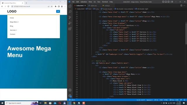 Create a Mega Menu & Dropdown Menu Navigation | HTML, CSS, Javascript | Responsive Navigation Menu