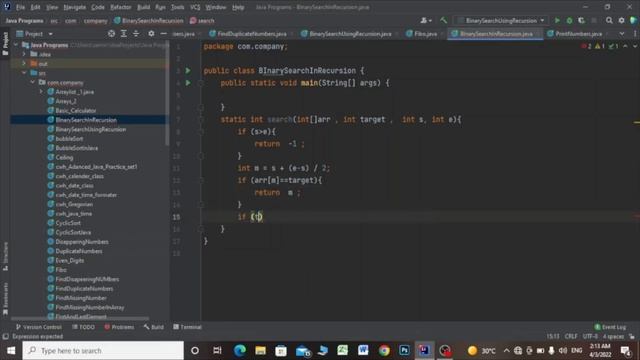 binary search using recursion || recursion using java