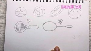 Рисуем спортивные снаряжения! Рисунки для срисовки! Рисование! Drawing sports equipment!Easy drawin