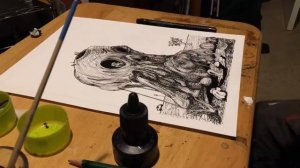 surreal ink drawing timelapse