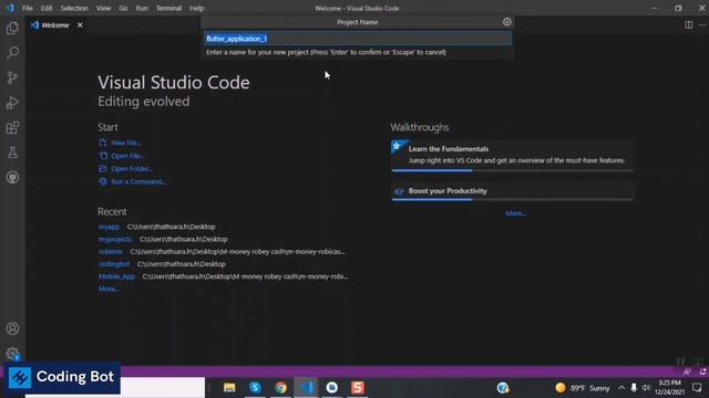How to create a new flutter project in vsCode