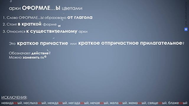 Н/НН в суффиксах полных и кратких причастий, отглагольных и отпричастных прилагательных, с примерам смотреть онлайн