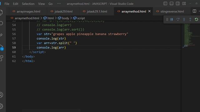 String Sorting || By Converting Strings To Array || Using Java Script