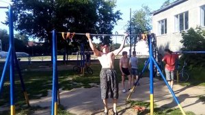 Выход широким задним хватом (Street Workout, турник, muscle up)