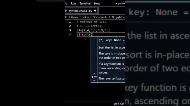python  to sort the list video for bigginer♥️#python#sort#list#programming#codding#pythonprogrammin