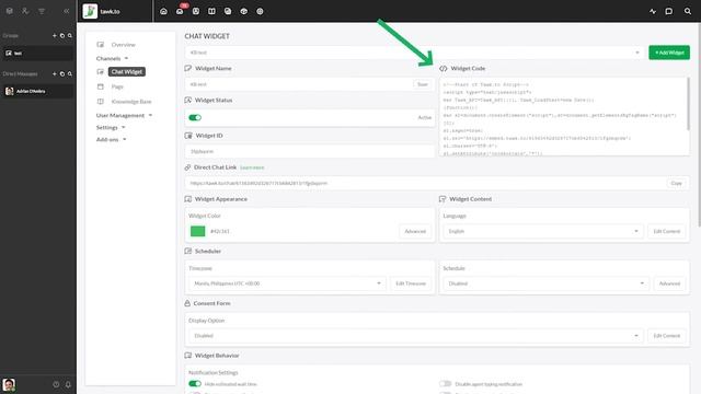 Adding a widget to your website
