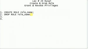 Lec # 24 Create Drop Role & Grant Revoke All & Specific Privileges in Oracal Server Urdu Hindi easy
